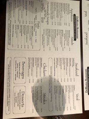 Dinner menu 3-6-21