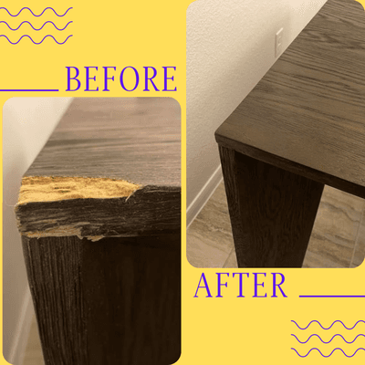 Dining Table Corner Repair Before and After