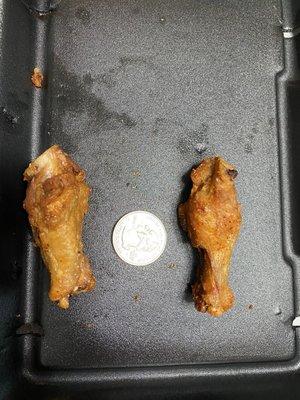 The smallest wings ever served. They were so tiny my daughter wanted to keep them for her play set.