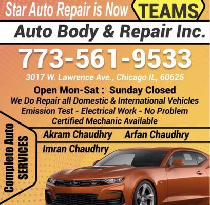 New address for star auto repair and body shop