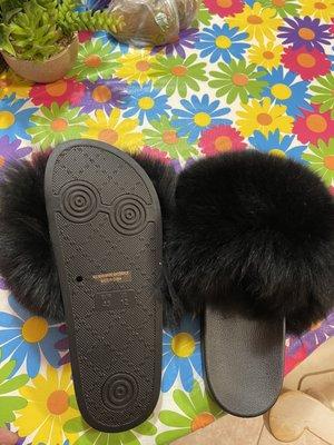 Black fur sliders