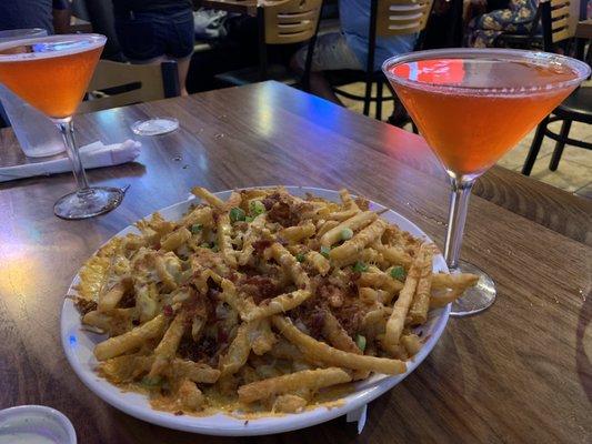 Loaded cheese friends and strawberry lemonade martini