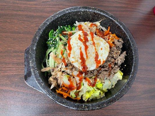 Dolsot Bibimbap before mixing ($14.49)