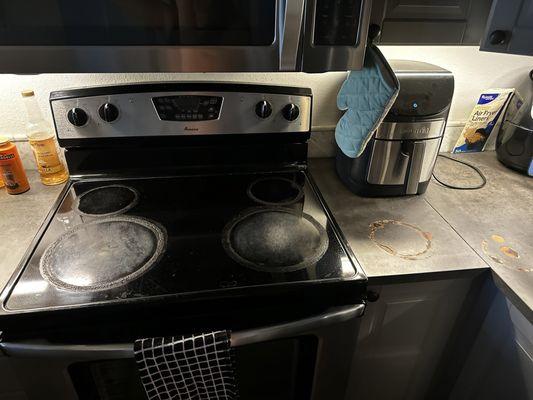 holes in the countertops from the people who lived here before me (i'm pretty sure she still gave them their deposit back)