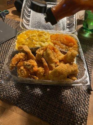 4pc Catfish & 4pcs shrimp  w/ 2 sides