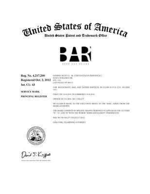 U.S. Trademark Registration for Born and Raised logo - obtained by Ryan Gile (Gile Law Group)