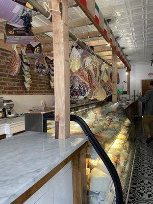 Interior cheese and meat counter