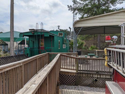 A fire truck and train for kids to explore