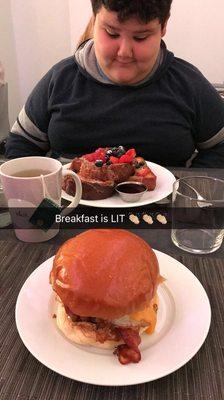 Egg Sandwich and French Toast! (Note how excited he looks to eat it) haha