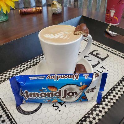 Almond Joy Latte (chocolate, coconut and 2 shots of Espresso iced or hot)