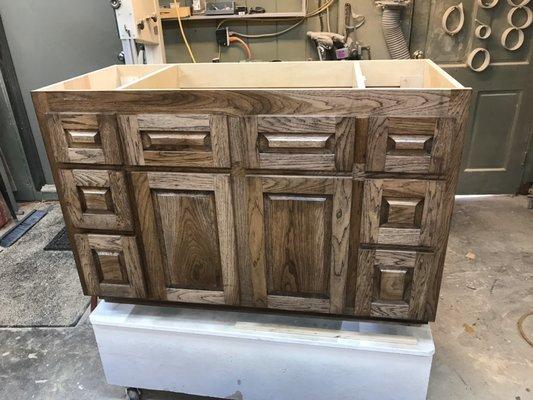 Bathroom vanity brown rustic hickory