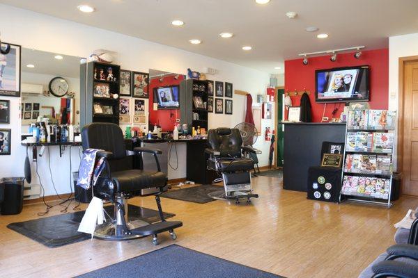 Interior, Anthony's Barbershop in Algonquin.