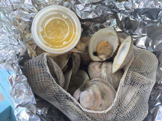 Steamed middle neck clams