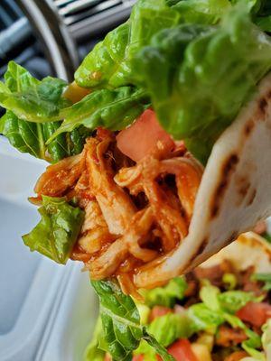 Chipotle Shredded chicken taco - add lettuce and tomato