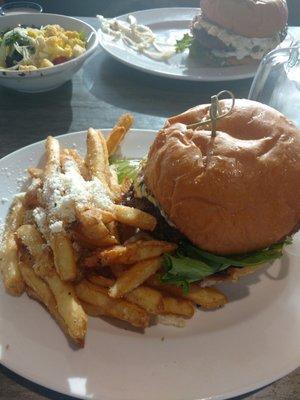 Greek Burger and fries