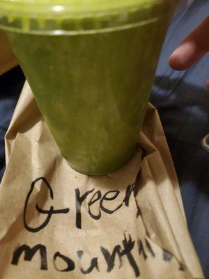 Green mountain healthy & wholesome smoothie - spinach banana mango apple juice & honey!