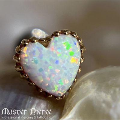 18k gold opal heart end from Anatometal.