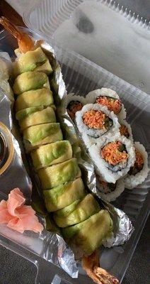 Oceans green roll & spicy crab roll