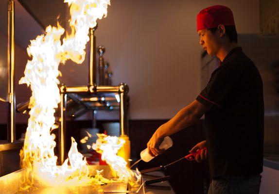 hibachi chef in action