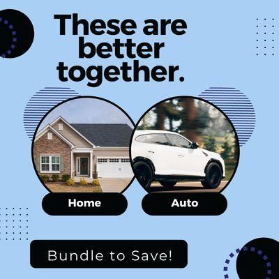 We can help bundle your home & auto insurance to help you save!