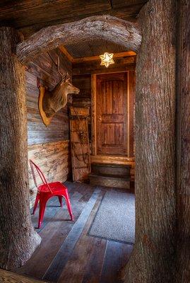 Rustic entry to The Lean-To