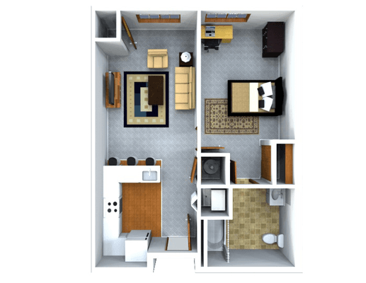 One Bedroom Floorplan.