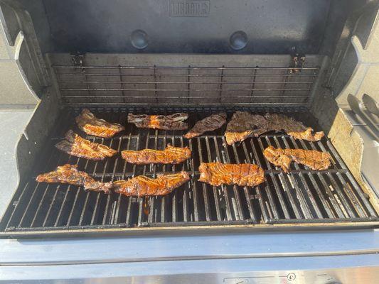 L: Marinated Beef Short ribs  R: Marinated Carne Asada