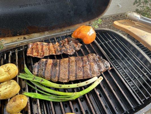 Flatiron carne asada over oak fire