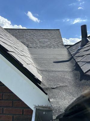 incorrect laying of ice guard, gutter overflowed