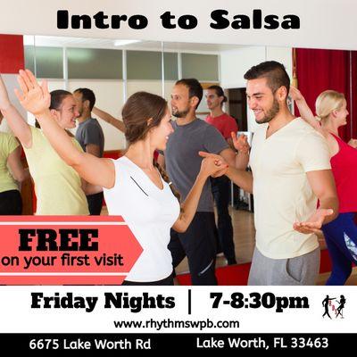 DROP IN  FRIDAY'S 
Learn To Dance Salsa and Bachata 

NEW STUDENTS YOUR FIRST CLASS IS FREE