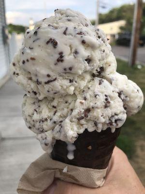 Small Toasted Coconut with a dipped waffle cone.