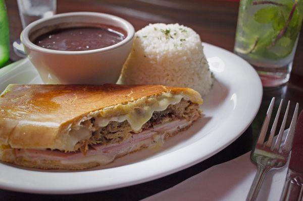 Half Cuban Sandwich with Beans and Rice