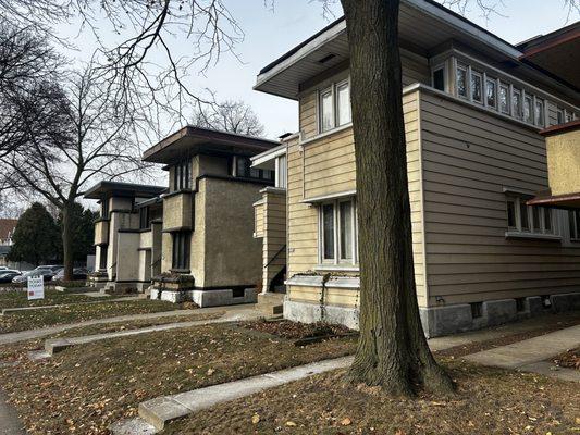 3 of 4 duplexes; one was smothered in vinyl siding in the 80s.