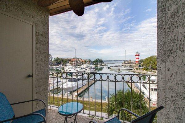 856 Ketch Court Villas. Enjoy amazing sunsets on the balcony overlooking the Harbour and beyond to Calibogue Sound.