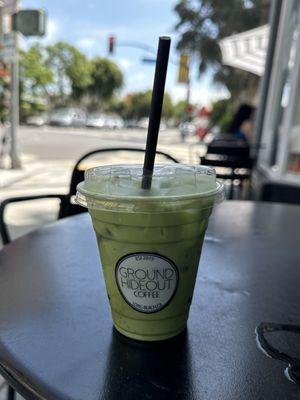 Iced Matcha with vanilla syrup