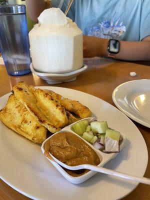 5. Chicken Satay +  Whole Fresh Young Coconut Meat Juice