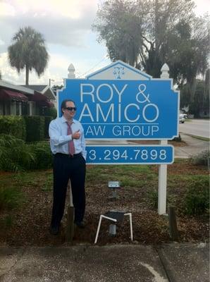 Mike in front of sign