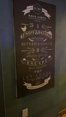 Sign inside of the restaurant