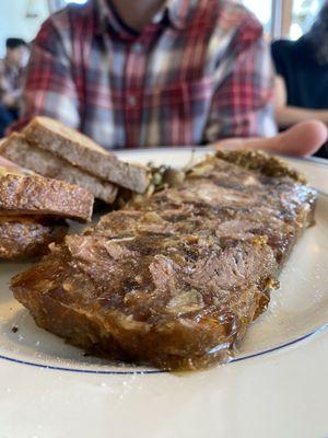 jellied pork $16 with sourdough toast and pickles