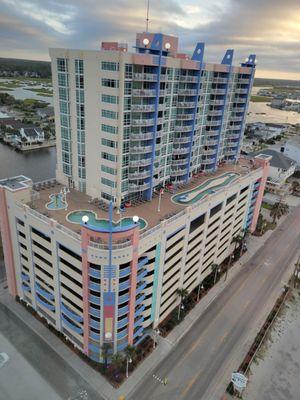 Tower 2. Parking and lazy river.