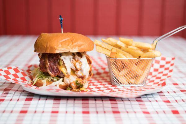 Kahuna burger with fries.