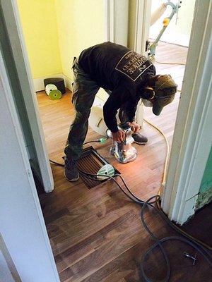 Sanding walnut floors