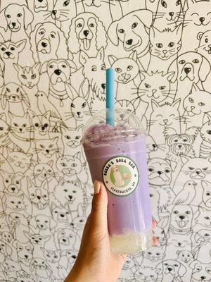 Taro shake with lychee jelly