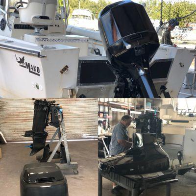 Johnson/Evinrude  restoration. New paint & 200HP 2 stroke rebuild.