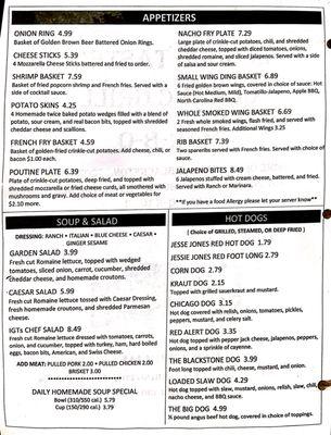 Our updated menu, as of March 2019