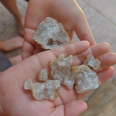 After we broke into a geode we found in our bucket!