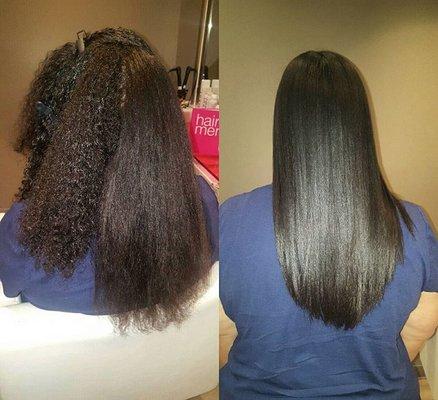 Before and after, textured hair, natural hair blow out