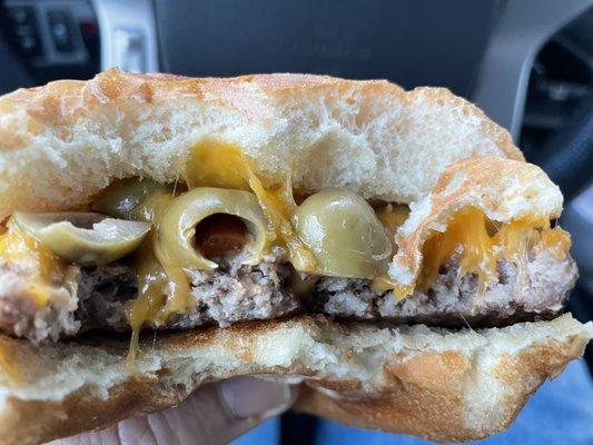 Cheddar Olive Burger