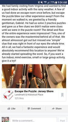 Review of the best escape room in Monmouth county!!