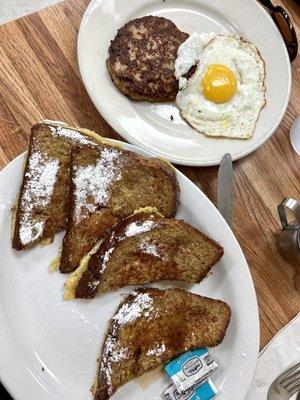 Egg, sausage & whole grain French toast